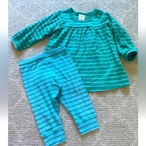 Hanna Andersson Baby Girl Striped Dress and leggings 6-12 mos
